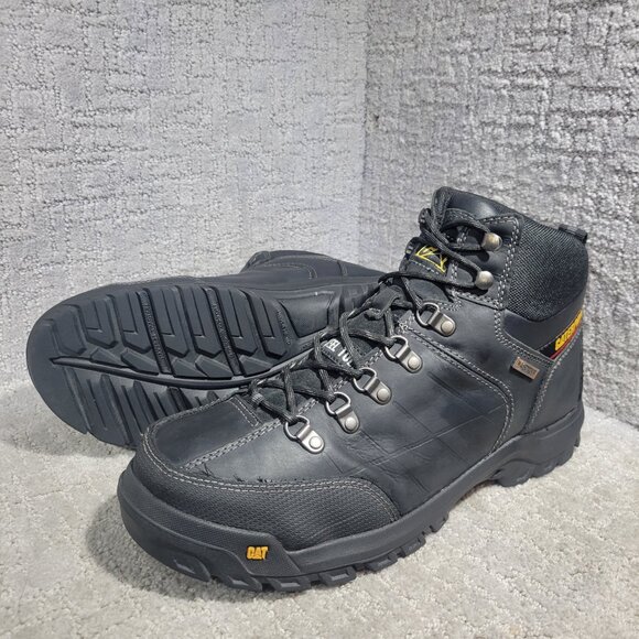 Caterpillar Threshold Mens Size 13M Black Leather Waterproof Steel Toe Work Boot - Picture 9 of 11